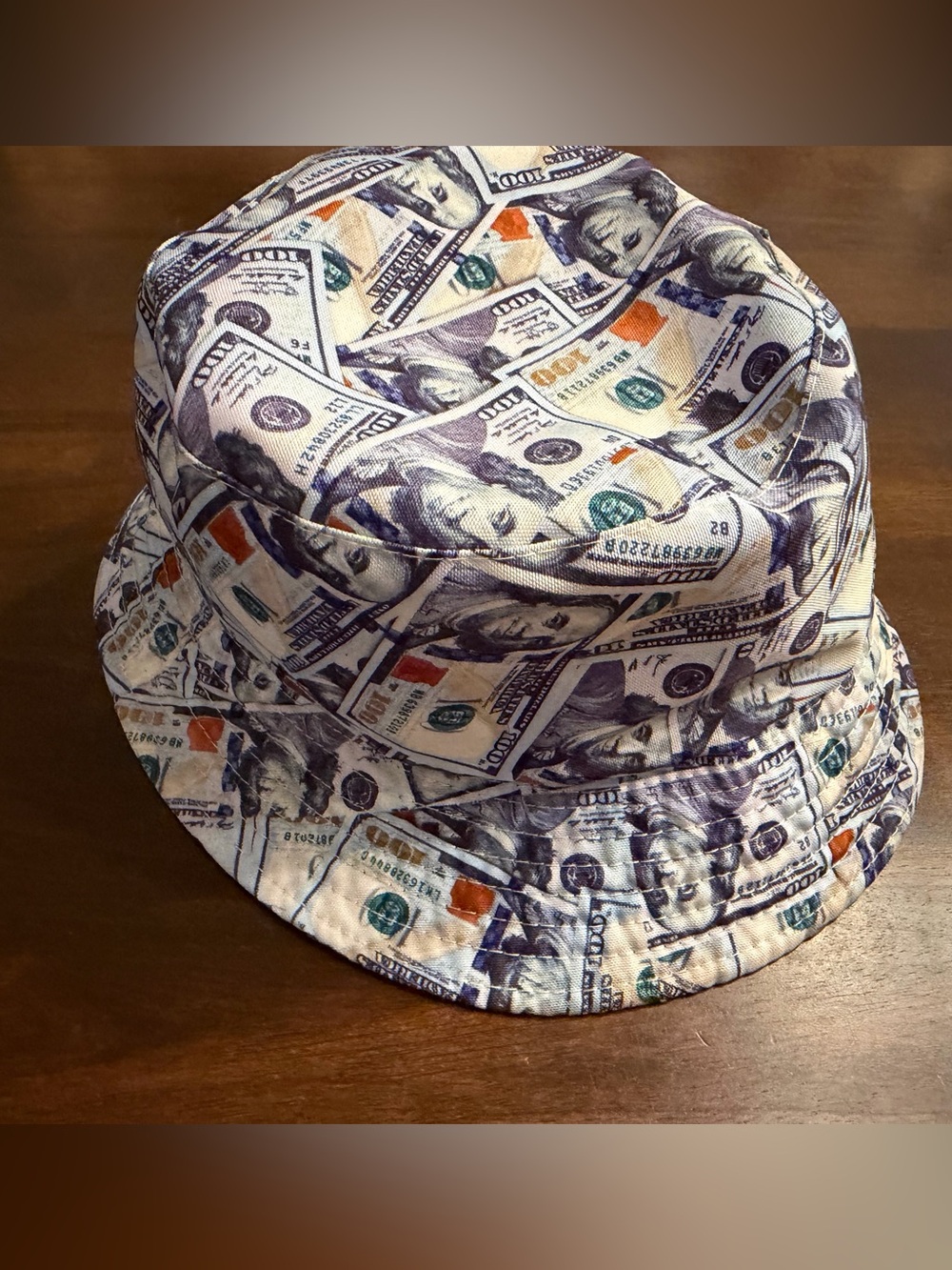 Money Print Bucket Hat - White/Blue dollar bling reversible hat